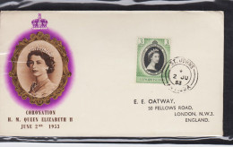 COLONIE INGLESI LEEWARD ISLAND 1953 INCORONAZIONE REGINA 3 CENT. SU BUSTA FDC - 1952-1971 Pre-Decimal Issues