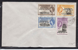 COLONIE INGLESI FALKLAND ISLAND 1956 SPEDIZIONE TRANSANTARTICA 4 V. SU BUSTA - 1952-1971 Pre-Decimal Issues