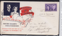 COLONIE INGLESI CANANDA 1951 VISITA REGINA ELISABETTA 4 C. SU BUSTA FDC - 1952-1971 Pre-Decimal Issues