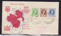 COLONIE INGLESI RHODESIA E NYASALAND 1954 REGINA ELISABETTA 3 V. SU BUSTA FDC - 1952-1971 Pre-Decimal Issues