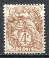 Réf 76 CL2 < -- CRETE < N° 4 * NEUF Ch. * MH -- > Type Blanc 4 Cts - Unused Stamps