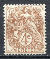 Réf 76 CL2 < -- CRETE < N° 4 * NEUF Ch. * MH -- > Type Blanc 4 Cts - Neufs