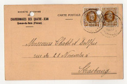 TB 4399 - 1927 - Avis D'Expédition - Sté Des Charbonnages Des Quatre - Jean, à Queue Du Bois ( FLERON ) Pour STRASBOURG - 1922-1927 Houyoux