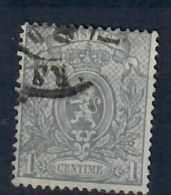 BELGIO 1866 1 CENT GRIGIO STEMMA USATO - 1866-1867 Coat Of Arms