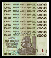 Zimbabwe Lot 10 Banknotes 500000 Dollars 2008 Pick 76 Sc Unc - Zimbabwe