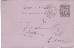 ENTIER POSTAL CARTE POSTALE De 1890 Cachet NANCY à ISCHES Vosges - Journal L'Est Républicain à Goichon Percepteur Impôts - Cartes Précurseurs