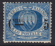 SAN MARINO 1892 STEMMA 5 C. SU 10 C. AZZURRO N.8 G.O MLH* CENTRATISSIMO - Nuevos