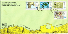 Hong Kong QE II 1984 Maps Of Hong Kong, Mi 427, 430 On FDC, 21.6.67 - Oblitérés