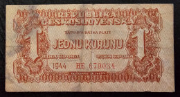 CZECHOSLOVAKIA- 1 KORUNA 1944. - Checoslovaquia