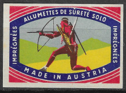 MADE IN AUSTRIA HUNGARY Phillumeny MATCHBOX LABEL Allumettes De Sureté Solo - Imprégnées 3.5 X 5 Cm - Matchbox Labels