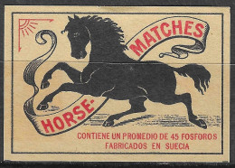 Vintage MADE IN SWEDEN  Suecia Phillumeny MATCHBOX LABEL Horse Matches   3.5 X 5 Cm - Luciferdozen - Etiketten