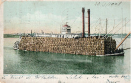 MISSISSIPPI RIVER PACKET WITH LARGE LOAD OF COTTON - New Orleans