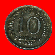 * OCCUPATION BY GERMANY (1917-1918): POLAND  10 FENIGS 1917F UNCOMMON! LENIN (1870-1924)! · LOW START · NO RESERVE! - Polen