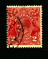 AUSTRALIA - 1930  KGV HEAD  2 D  RED  INVERTED  SMALL MULTIPLE WMK PERF 13 1/2x12 1/2 FINE USED  SG 99aw - Usados