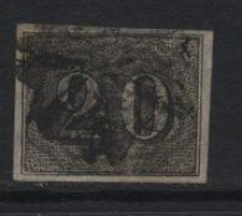 Brazil (07) 1850 Issue. 20r. Black. Used. Hinged. - Gebraucht