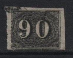 Brazil (08) 1850 Issue. 90r. Black. Used. Hinged. - Usados