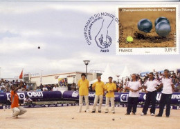 Pétanque Championnat Du Monde 2012 Marseille  Obl 1er Jour Paris Sur Carte Postale - Bowls