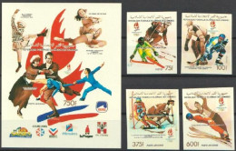 Comores 1992, Olympic Games In Albertville, Skiing, Ice Hockey, 4val + BF IMPERFORATED - Comores (1975-...)