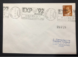 SPAIN, Cover With Special Cancellation « EXPO '92 », « SANTA COLOMA (Barcelona) Postmark », 1987 - 1992 – Sevilla (Spain)