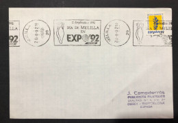 SPAIN, Cover With Special Cancellation « EXPO '92 », « MELILLA Postmark », 1992 - 1992 – Séville (Espagne)