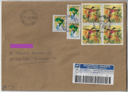 Brazil 2009 Registered Cover From São Paulo Pamplonato Blumenau Stamp Bird Hummingbird + 1st National Youth Conference - Hummingbirds