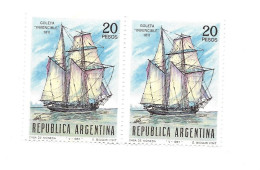 ARGENTINA 1967 SHIPS MARINE DAY GOLETA INVENCIBLE 1811 PAIR OF 2 VALUES MINT NH - Unused Stamps