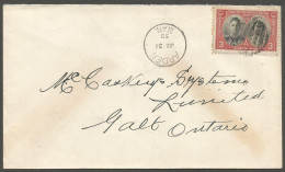 1939 Cover 3c Royal Visit CDS Arden Manitoba To Galt Ontario - Postal History
