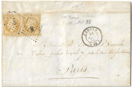 0013. LAC Paire N°13 Ty. I "Citron 54 - 1er Tirage" - PERCES EN LIGNE PRECURSEUR - Càd Cahors (LOT) - RR - Juil. 54 - 1849-1876: Classic Period