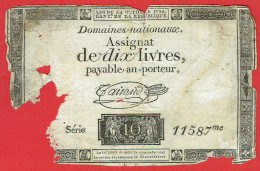 France - Assignat De 10 Livres - 24 Octobre 1792 - Série 11587 - Signature Taisand - Assignate