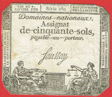 France - Assignat De 50 Sols - 4 Janvier 1792 - Série 289 - Signature Saussay - Assignats