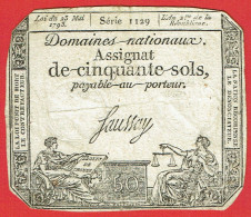 France - Assignat De 50 Sols - 23 Mai 1793 - Série 1129 - Signature Saussay - Assignats & Mandats Territoriaux