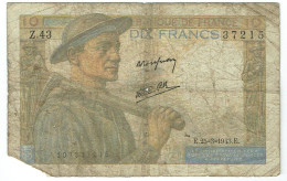 France - Billet De 10 Francs Type Mineur - 25 Mars 1943 - 10 F 1941-1949 ''Mineur''