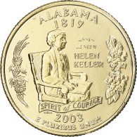 Monnaie, États-Unis, Alabama, Quarter, 2003, U.S. Mint, Golden, SPL, Métal - 1999-2009: State Quarters