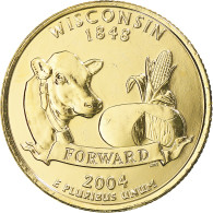 Monnaie, États-Unis, Wisconsin, Quarter, 2004, U.S. Mint, Philadelphie, Golden - 1999-2009: State Quarters