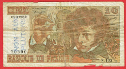 France - Billet De 10 Francs Type Berlioz - 3 Octobre 1974 - Cachet 'Non Aux Plutons' - 10 F 1972-1978 ''Berlioz''