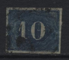 Brazil (16) 1854 Issue. 10r. Blue. Used. Hinged. - Gebruikt