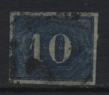 Brazil (16) 1854 Issue. 10r. Blue. Used. Hinged. - Usados