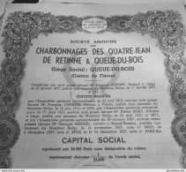 S.A. Des Charbonnages Des Quatre-Jean De Retinne & Queue-du-Bois - Canton De Flairon - Part Au Porteur - 1957. - Mines