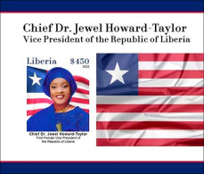 Liberia 2023, President Of The Republic Of Liberia, Chief Dr. Jewel Howard, Flags, BF IMPERFORATED - Briefmarken