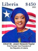 Liberia 2023, President Of The Republic Of Liberia, Chief Dr. Jewel Howard, Flags, 1val IMPERFORATED - Briefmarken