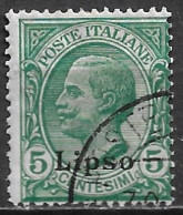 DODECANESE 1912 Black Overprint LIPSO On Italian Stamps 5 C Green Vl. 2 - Dodecanese