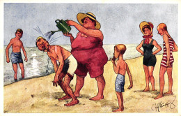 Meer, Strand, Strandleben, Humor, Sign. Fritz Schönpflug, Um 1910/15 - Schoenpflug, Fritz