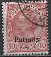 DODECANESE 1912 Black Overprint PATMOS On Italian Stamps 10 C Carmine Vl. 3 - Dodekanisos