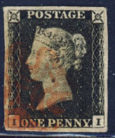 1p Nero - Penny Black - Plate 1a O 1b Letters "I-I" Vedi Descrizione "see Description". - Usados