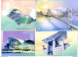 Hong Kong Modern Landmarks 1997 Set Of Four Postage Prepaid Picture Cards 200120 - Enteros Postales