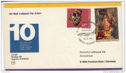 Yugoslavia Lufthansa Airmail Letter Cover & Special Postmark 10 Years Of Zagreb-Frankfurt Flight Bb151011 - Airmail