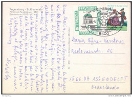 Esperanto Germany 1981 Railway Workers Congress Special Postmark And Cinderella On Postcard Regensburg Travelle Bb150918 - Esperanto