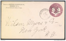United States Postal Stationery Stamped Cover Travelled 189? Hickory To New York Bb - ...-1900
