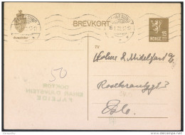 Norway Old Postal Stationery Postcard Brevkort Travelled 1933 Bb - Ganzsachen