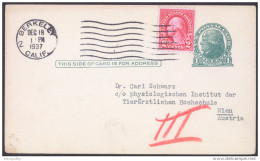 United States Old Postal Stationery 1c Postal Card Tavelled 1937 Bb - 1921-40